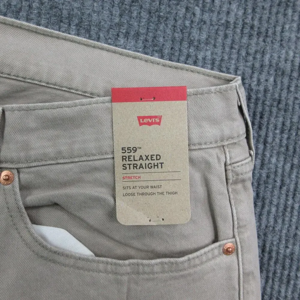 Levi's Pants Mens 36x30 Beige 559 Relaxed Straight Stretch Cotton 36x29.5* NWT
